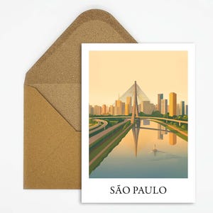 Carte postale de São Paulo Brésil avec illustration de mégapole urbaine, carte de ville frappante pour les fans d'Amérique du Sud comme décoration ou comme cadeau