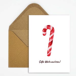 Christmas card with saying &quot;Sweet Christmas&quot; and candy canes illustration for the festive mood as a gift or decoration