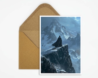 Epicka pocztówka science-fiction | Klasyczna sztuka spotyka galaktyczną przygodę | Idealny prezent dla fanów | Mapa bohaterów i statków kosmicznych