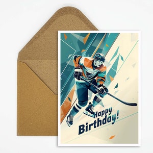 アイスホッケーの誕生日カード、アイスホッケーの誕生日おめでとうカード、ギフトカード、スポーツのポストカード、誕生日おめでとうカード、子供用カード