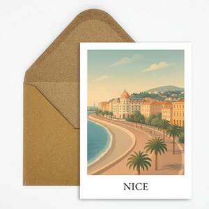 Nizza Frankreich Reise Postkarte mit Côte d’Azur Flair, mediterrane Reisekarte als sommerliches Andenken oder Dekoration zum Aufhängen