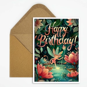 Kinder Geburtstagskarte, Geburtstagskarte Happy Birthday, Geschenk, Fee Karte, Magie, Fantasy, Geburtstag für Jungen, Geburtstag für Mädchen