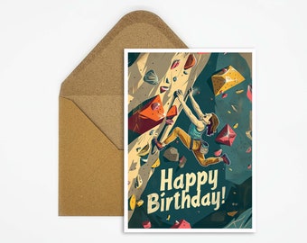 Bouldering birthday card, Happy Birthday bouldering birthday card, Gift card, Sport postcard, Happy Birthday card, Bouldering sport