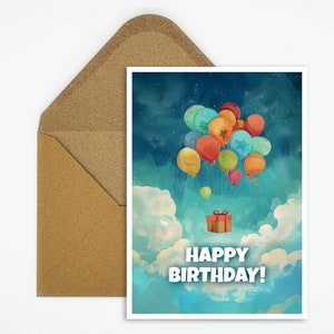 Verjaardagskaart Happy Birthday, kinderverjaardagskaart ballonnen, ballonnenkaart, kleurrijke ballonnen, verjaardag voor meisjes, jongens
