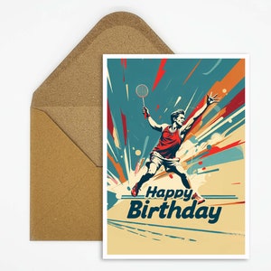 Birthday card Badminton, Happy Birthday card Badminton, Sports card Happy Birthday, Postcard Badminton Happy Birthday to give away