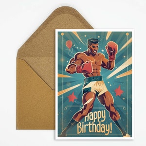 Boksen verjaardagskaart, gelukkige verjaardag Boksen verjaardagskaart, cadeaubon, ansichtkaart Sport, cadeaubon, gelukkige verjaardagskaart