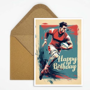 Carte d’anniversaire de rugby, Joyeux anniversaire Rugby, Cadeau, Carte postale Sport, Cadeau pour lui, Carte Joyeux anniversaire, Carte de sport de rugby
