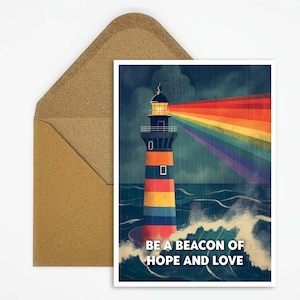 LGBTQ postcard, LGBTQ Pride card with slogan, Pride card for the LGBTQ community, Queer card as a gift, Pride lighthouse illustration
