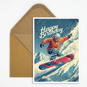 Geburtstagskarte Snowboarding, Happy Birthday Karte Snowboarding, Snowboarder Karte für Geburtstag, Karte als Geschenk