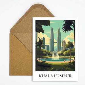 Kuala Lumpur, Malaysia Reise Postkarte mit schöner Illustration ideal als Reiseerinnerung oder Geschenk für Reisende und Kartensammler