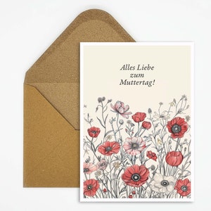 Carte postale pour la fête des mères avec dicton, illustration de dessin de fleurs, carte postale pour la fête des mères, bonne fête des mères, cadeau pour maman