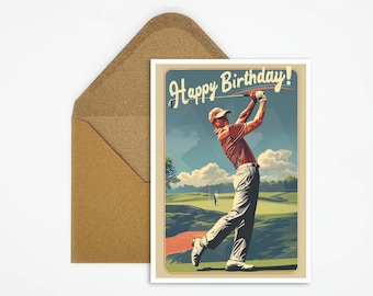 Tarjeta de cumpleaños golf, feliz cumpleaños tarjeta de cumpleaños golf, tarjeta regalo, postal deporte, tarjeta feliz cumpleaños, regalo para él