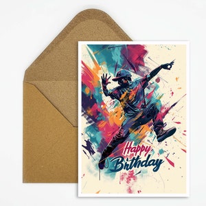 Geburtstagskarte Hip Hop Tanzen, Happy Birthday Karte Hip Hop, Sport Karte Happy Birthday, Hip Hop Tanzen Postkarte zum Verschenken