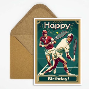 Tennis Geburtstagskarte , Happy Birthday Tennis Geburtstagskarte, Geschenk Karte, Postkarte Sport, Karte Happy Birthday, Kinder, Sport