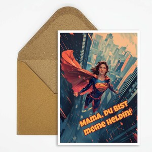 Mama Superheldin Postkarte mit Spruch, Karte Superheldin Illustration, Karte zum Muttertag, Geburtstagskarte, Glückwunschkarte, Geschenk