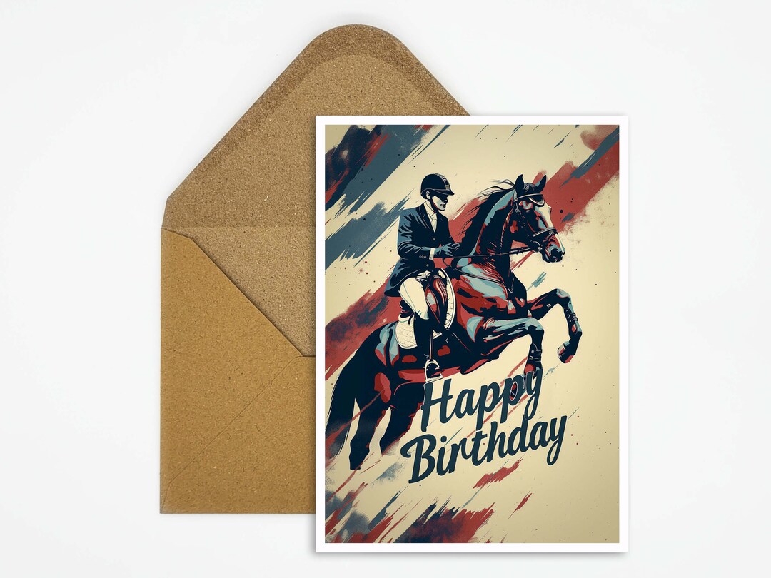 Birthday My Rider Birthday Card Riding, Happy Birthday Card Riding, Equestrian Card for ...