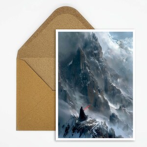 Galaktische Abenteuer Postkarte | Einzigartige Science Fiction Postkarte | Perfektes Geschenk für Fans | Dunkler Ritter Karte | Weltraum