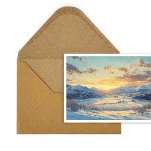Sfeervolle ansichtkaart voor kerstgroeten, ideaal voor natuur- en landschapsliefhebbers of als cadeau