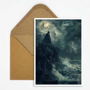 Galaktische Abenteuer Postkarte | Einzigartige Science Fiction Postkarte | Perfektes Geschenk für Fans | Dunkler Ritter Weltraum Karte