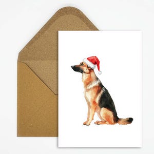 Duitse herder met kerstmuts, kerstkaart voor hondenliefhebbers voor dierenkerstgroeten als cadeau of decoratie