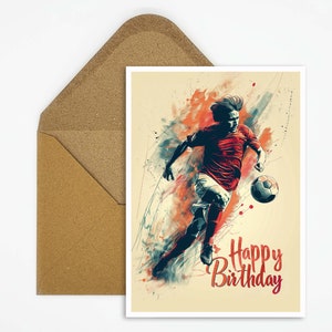 Geburtstagskarte Fußball Männer, Happy Birthday Karte Fußball, Fußballer Karte für Geburtstag, Karte als Geschenk für ihn