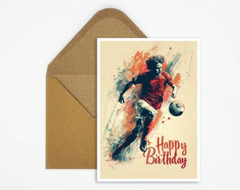 Birthday card football men, Happy Birthday card football, footballer card for birthday, card as a gift for him