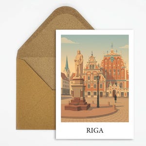 Carte postale de voyage de Riga en Lettonie avec illustration de la Maison des Têtes Noires pour les fans et les voyageurs baltes Idéal comme cadeau ou décoration