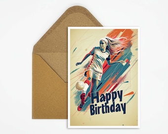 Birthday card football women, Happy Birthday card football, birthday wishes card, postcard women's football as a gift