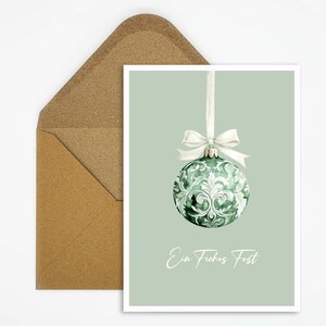 Cartolina di Natale con motivo ornamentale a sfera, elegante saluto con la scritta "Buone vacanze" con un'elegante pallina dal design vintage!