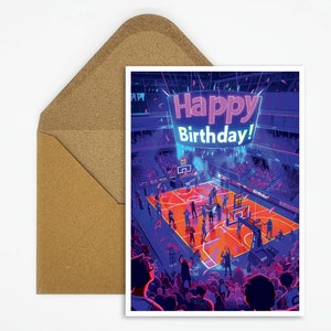 Basketball Geburtstagskarte, Happy Birthday Basketball Geburtstagskarte, Geschenk, Postkarte Sport, Geschenk Karte, Karte Happy Birthday