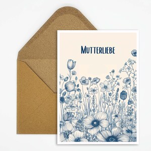 Carte avec inscription « Amour de maman », illustration de dessin de fleurs, carte postale pour la fête des mères, carte d'anniversaire, carte de félicitations, cadeau pour maman