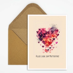 Tarjeta del Día de la Madre con corazones de colores, postal Feliz Día de la Madre, tarjeta para regalar, tarjeta con felicitaciones por el Día de la Madre