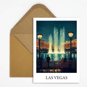 Las Vegas, USA Reise Postkarte mit schöner Stadt Illustration ideal als Reiseerinnerung oder Geschenk für Reisende und Kartensammler