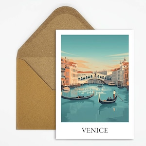 Carte postale de voyage de Venise, Italie avec une belle illustration idéale comme souvenir de voyage ou cadeau pour les voyageurs et les collectionneurs de cartes