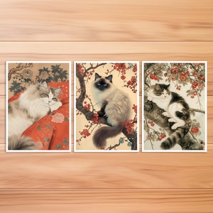 Cartolina gatto, Gatto Ragdoll, Biglietto gatto, Biglietto di compleanno, Cartolina d'arte, Stile Hokusai gatto, Biglietto gatto vintage, Buono regalo