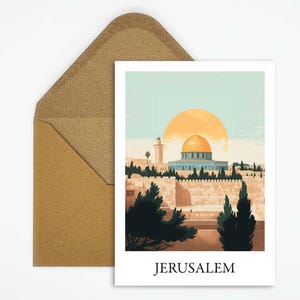 Carte postale de voyage de Jérusalem, Israël avec une belle illustration, idéale comme souvenir de voyage ou cadeau pour les voyageurs et les collectionneurs de cartes