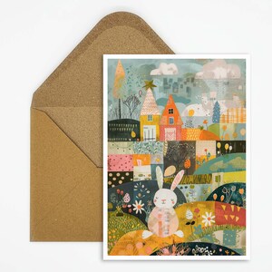 Biglietto di buona Pasqua, cartolina di Pasqua, illustrazione del coniglietto di Pasqua, biglietto di Pasqua colorato, stampa di biglietti, biglietto da stampare, cartolina regalo, biglietto per bambini