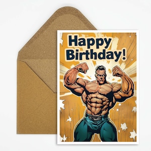 Bodybuilding Geburtstagskarte, Happy Birthday Bodybuilding Geburtstagskarte, Geschenk, Postkarte Sport, Geschenk Karte, Karte Happy Birthday