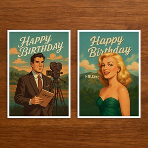 Carte d'anniversaire rétro pour acteur/actrice, carte postale de profession de style vintage, carte d'anniversaire unique idéale comme cadeau