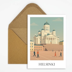 Carte postale d'Helsinki, Finlande, style scandinave, carte spéciale comme souvenir de voyage ou cadeau pour les fans des villes nordiques
