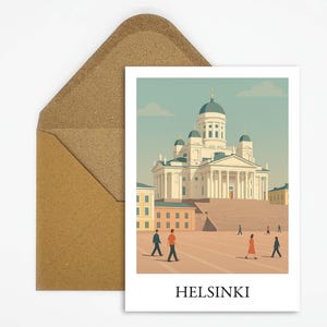 Cartolina di Helsinki, Finlandia, in stile scandinavo, cartolina speciale come souvenir di viaggio o regalo per gli appassionati delle città nordiche