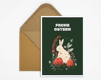 Carte postale de Pâques, carte Joyeuses Pâques, illustration de lapin de Pâques, design minimaliste, impression de cartes, carte imprimée, cadeau pour enfants, vœux de Pâques