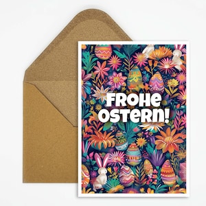 Cartolina di Pasqua, cartolina di Buona Pasqua, illustrazione del coniglietto di Pasqua, cartolina di Pasqua colorata, stampa di biglietti, cartolina stampata, regalo per bambini, auguri di Pasqua