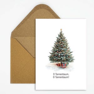 Cartolina di Natale "O Tannenbaum" - Classici auguri di vacanza con un albero di Natale dettagliato per un buon Natale!