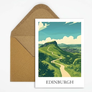 Edinburgh, England Reise Postkarte mit schöner Illustration ideal als Reiseerinnerung oder Geschenk für Reisende und Kartensammler