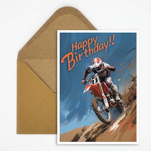 Motocross Geburtstagskarte , Happy Birthday Motocross Geburtstagskarte, Geschenk Karte, Postkarte Sport, Karte Happy Birthday, Motocross