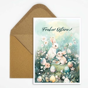 Pasqua, cartolina di Pasqua, biglietto di buona Pasqua, carta regalo, biglietto per bambini, coniglietto di Pasqua, auguri di Pasqua, motivo uovo di Pasqua, illustrazione di coniglio