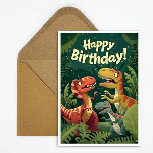 Geburtstagskarte Happy Birthday, Kinder Geburtstagskarte, Geschenk, Dinosaurier Geburtstagskarte, Trex Karte, Geburtstag für Jungen, Mädchen