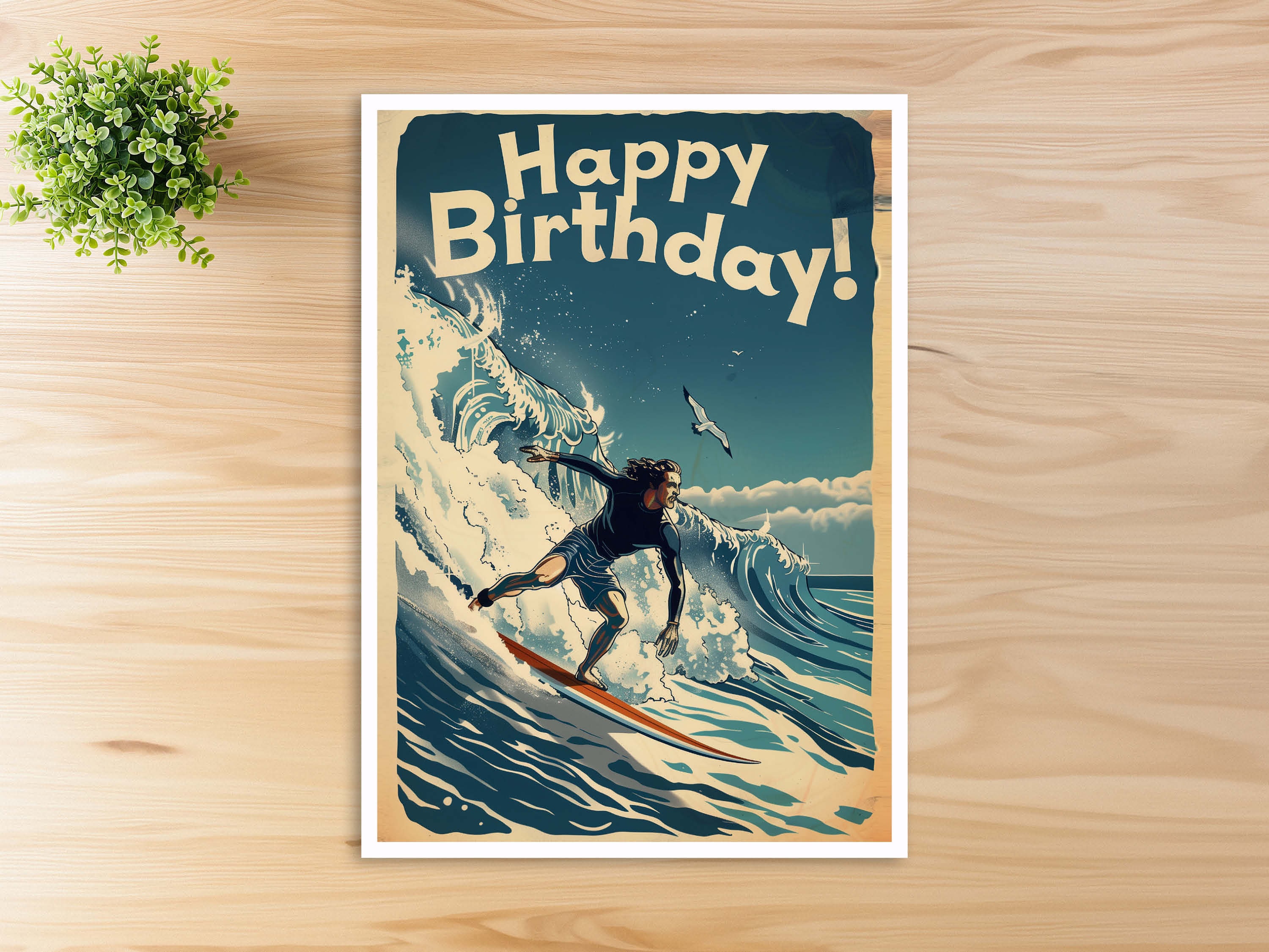 Birthday Card Surfing, Happy Birthday Surfing Birthday Card, Gift Card