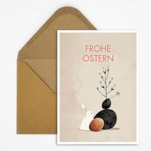 Cartolina di Pasqua, cartolina di Buona Pasqua, regalo, cartolina per bambini, coniglietto di Pasqua, design Zen, illustrazione di coniglio, minimalismo, stampa, cartolina stampata
